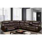 Furniture of America Sory Transitional Faux Leather Reclining Sectional Sofa