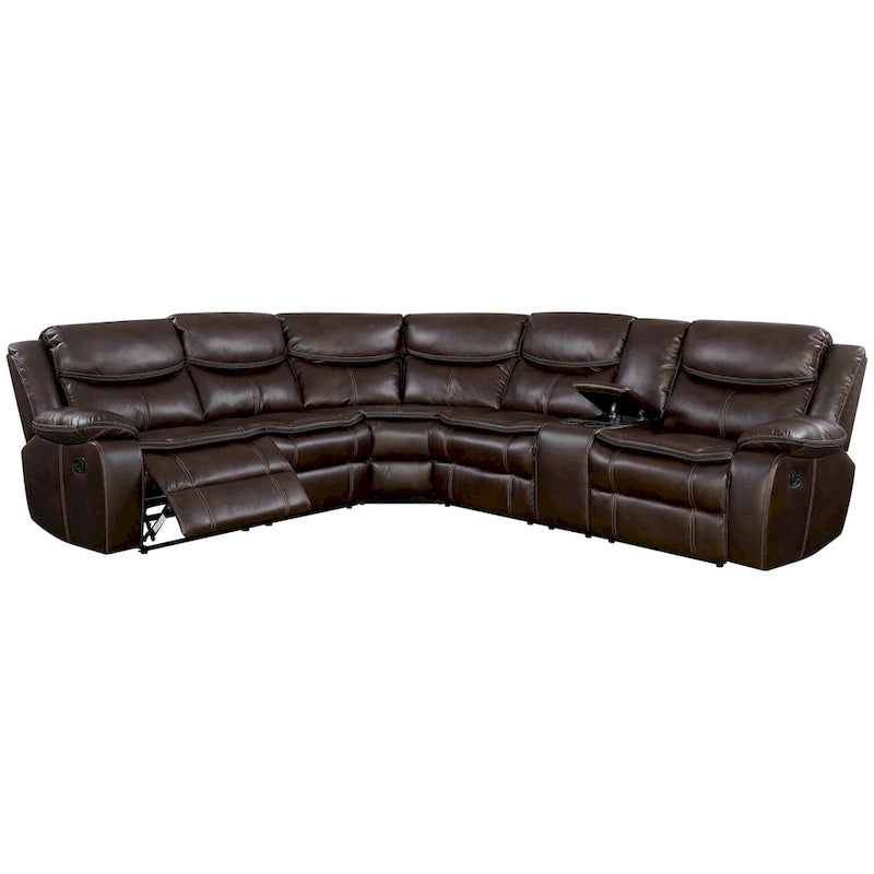 Furniture of America Sory Transitional Faux Leather Reclining Sectional Sofa