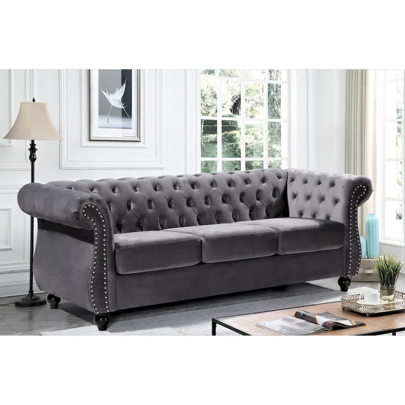 Kemos Velvet Chesterfield Sofa