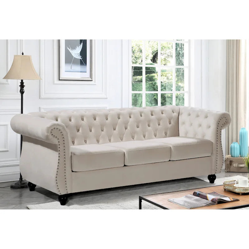 Kemos Velvet Chesterfield Sofa