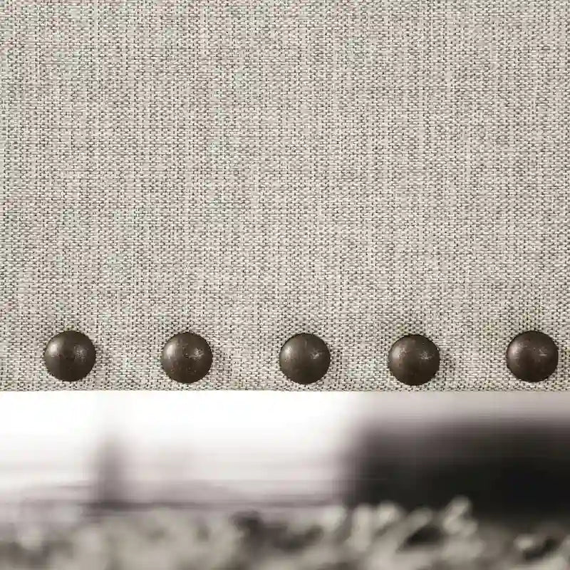 Bule Transitional Light Grey Fabric Upholstered Nailhead Trim Sofa with Pillows by Furniture of America