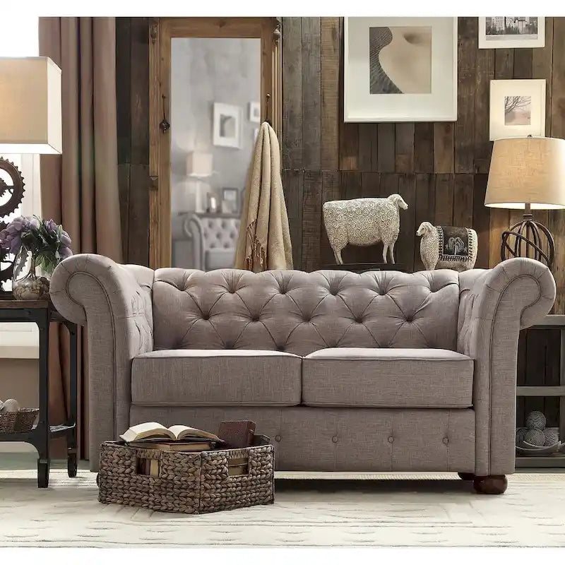 Knightsbridge Tufted Scroll Arm Chesterfield Loveseat by iNSPIRE Q Artisan