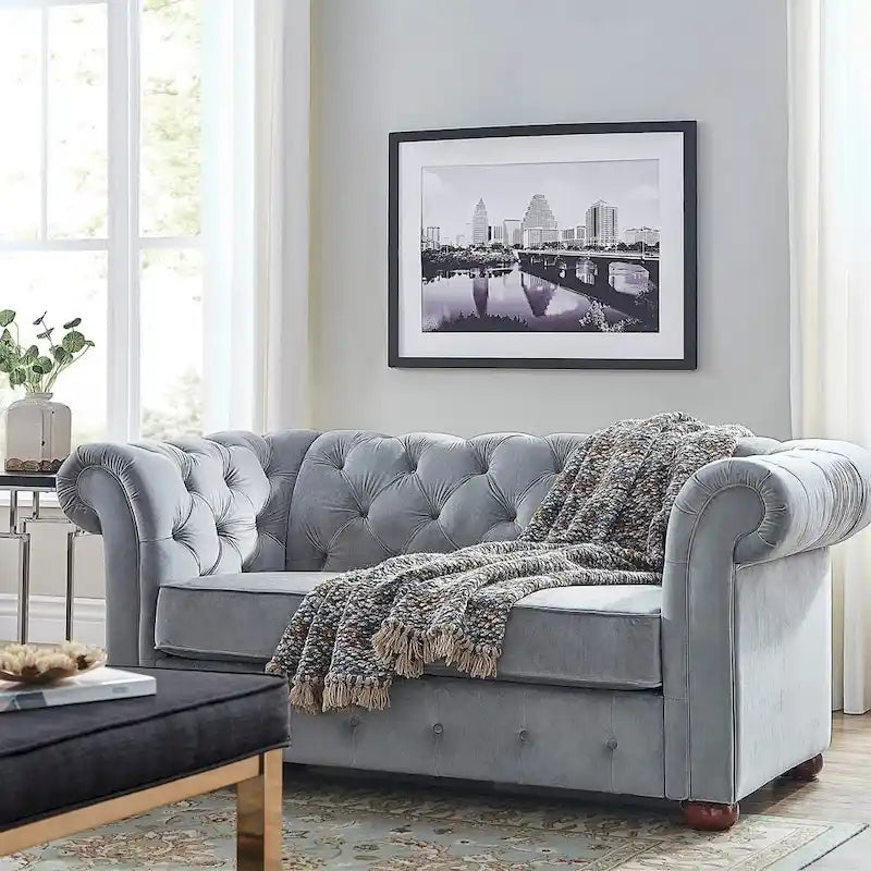 Knightsbridge Tufted Scroll Arm Chesterfield Loveseat by iNSPIRE Q Artisan