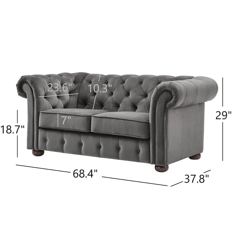 Knightsbridge Tufted Scroll Arm Chesterfield Loveseat by iNSPIRE Q Artisan
