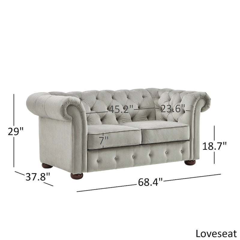 Knightsbridge Tufted Scroll Arm Chesterfield Loveseat by iNSPIRE Q Artisan