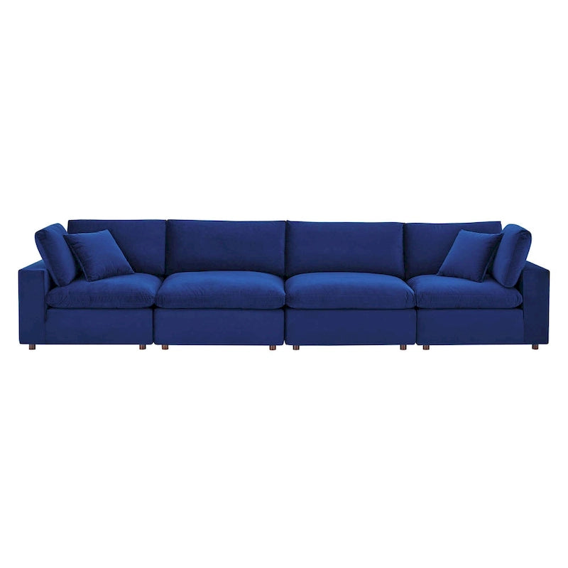 Commix Down Filled Overstuffed Performance Velvet 4-Seater Sofa