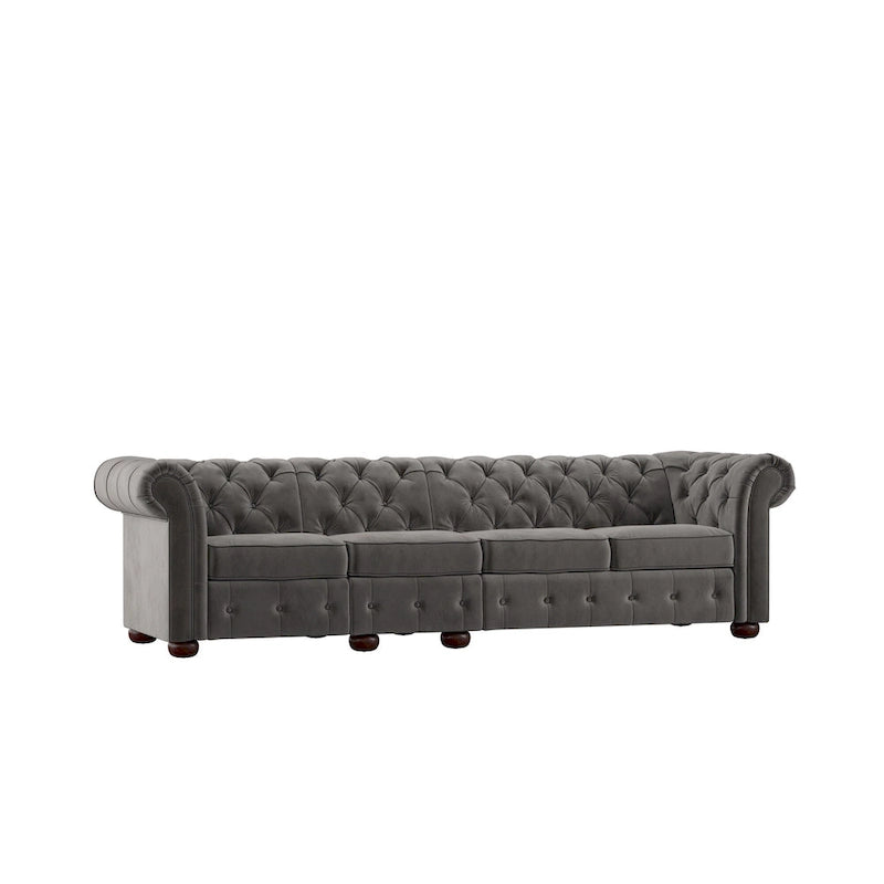 Knightsbridge Grey Extra Long Chesterfield Sofa by iNSPIRE Q Artisan