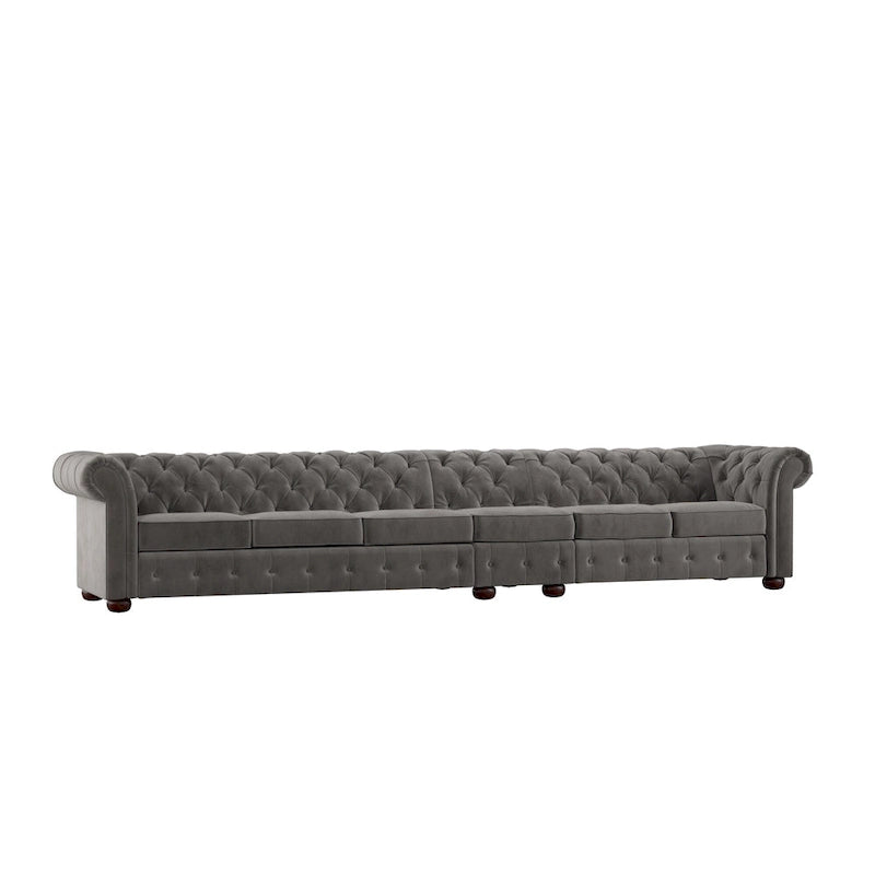Knightsbridge Grey Extra Long Chesterfield Sofa by iNSPIRE Q Artisan
