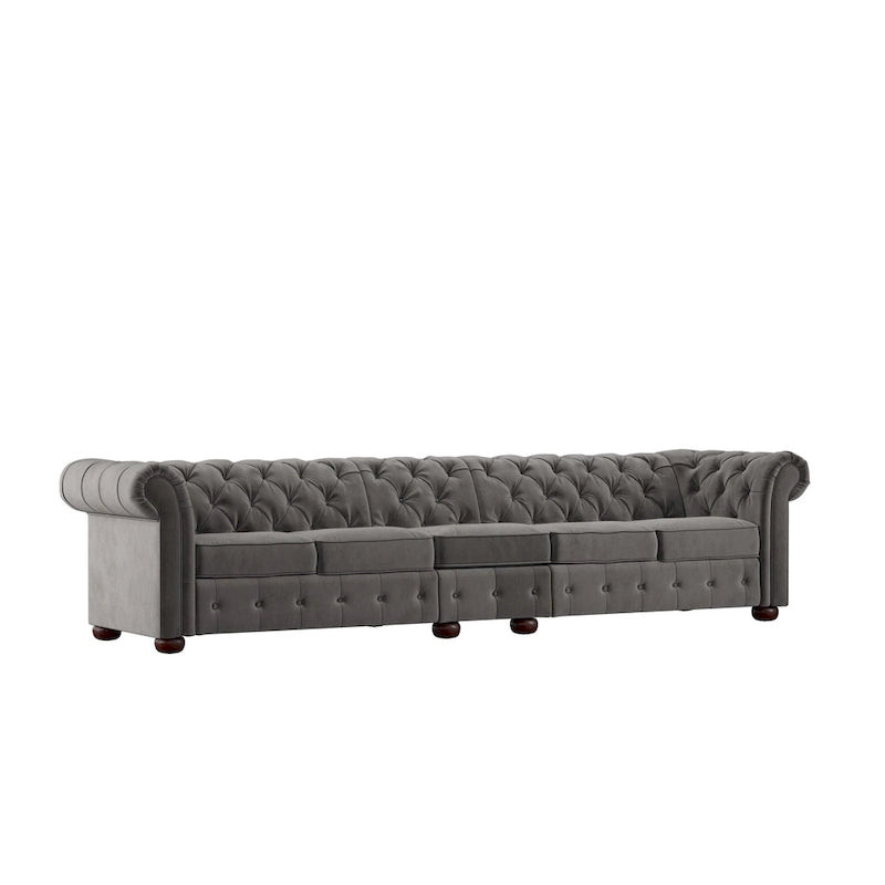 Knightsbridge Grey Extra Long Chesterfield Sofa by iNSPIRE Q Artisan
