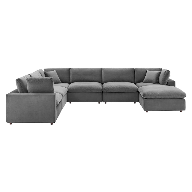 Commix Down Filled Overstuffed Velvet 7-Piece Sectional Sofa