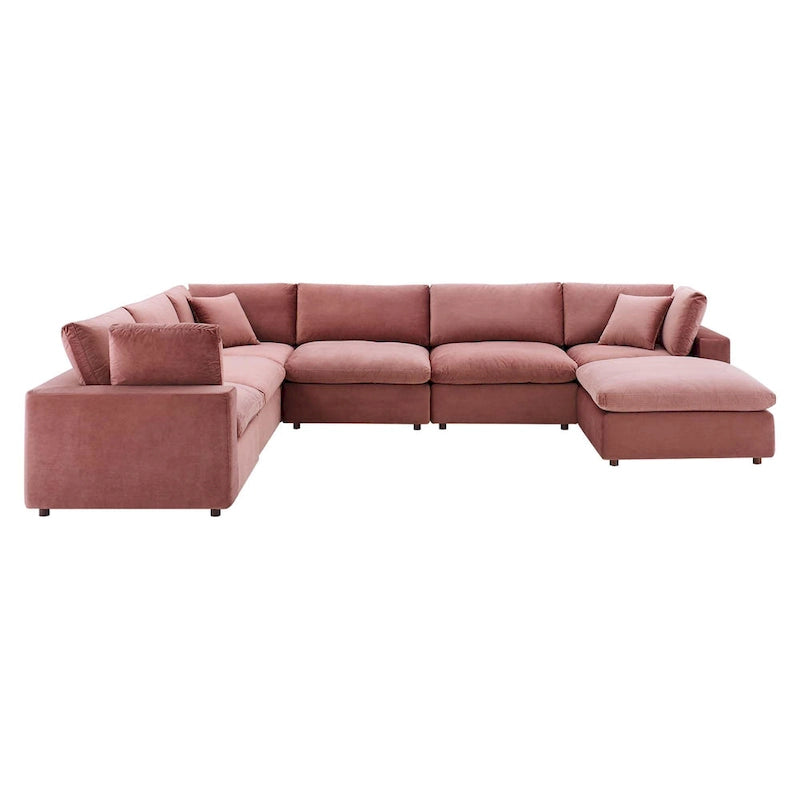 Commix Down Filled Overstuffed Velvet 7-Piece Sectional Sofa