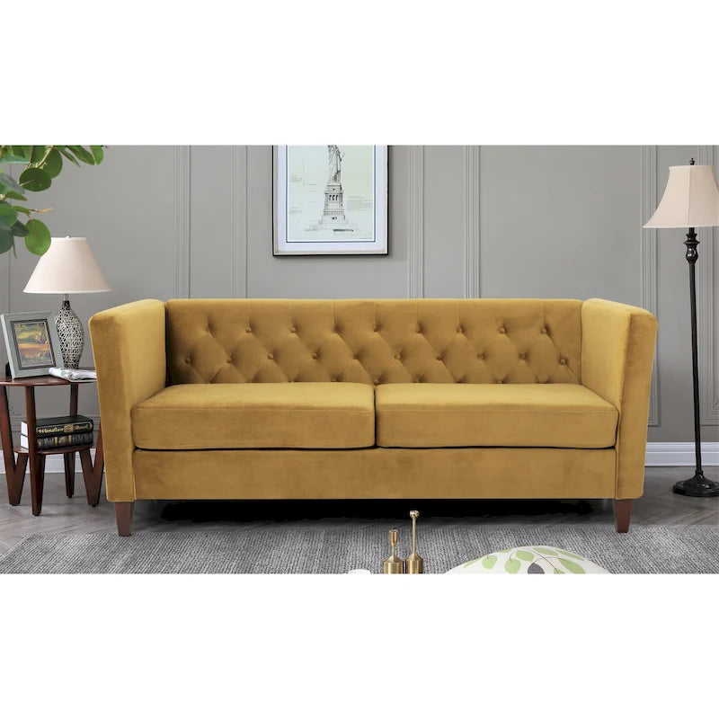 Lisette 73.3 Velvet Square Arm Sofa