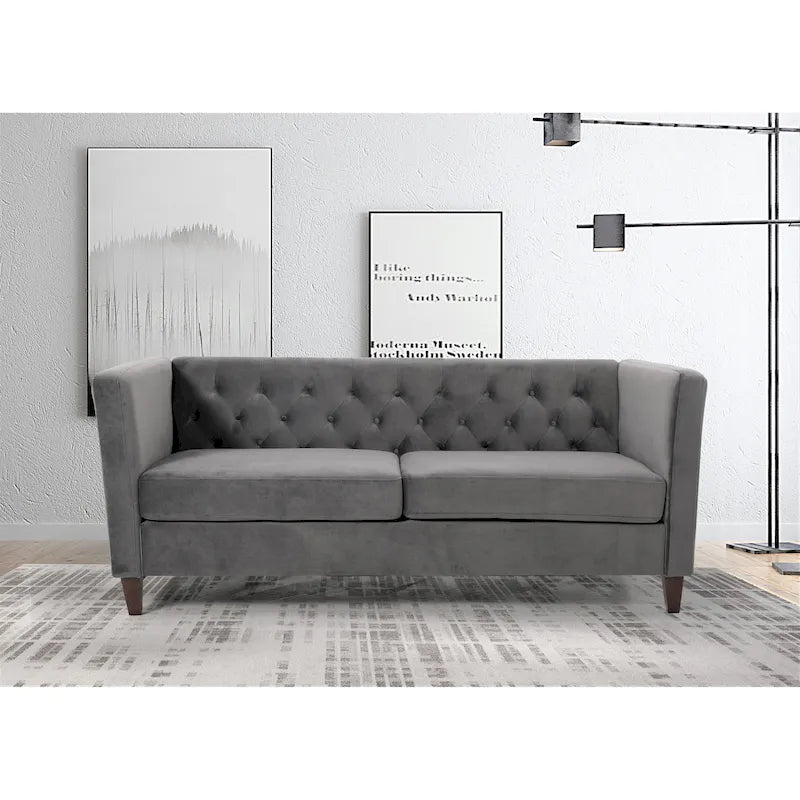 Lisette 73.3 Velvet Square Arm Sofa