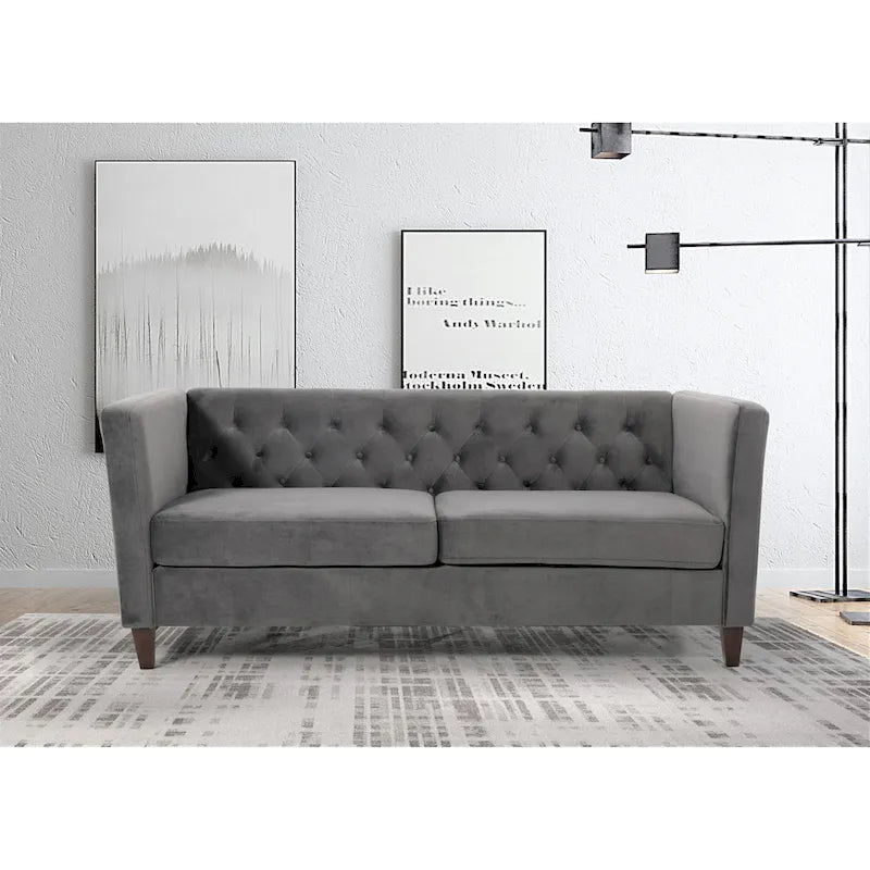 Lisette 73.3 Velvet Square Arm Sofa