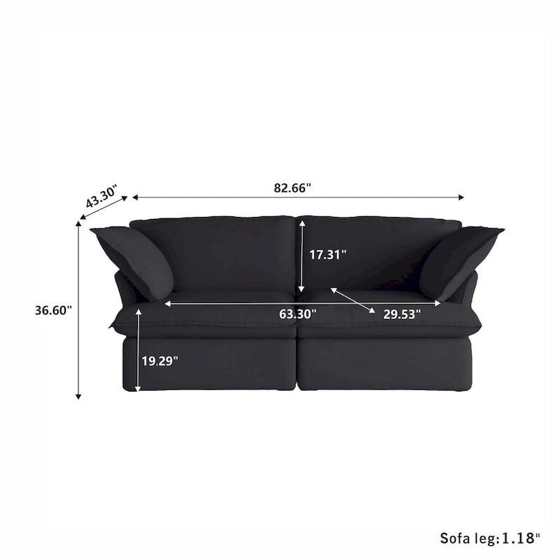 Velvet Sectional Sofa Modern Upholstered Couch Sofa for Living Room