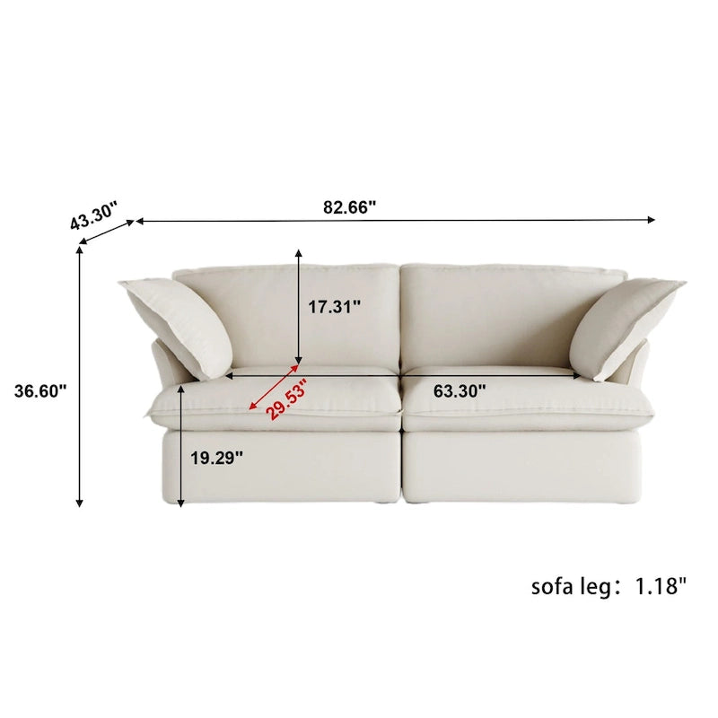 Velvet Sectional Sofa Modern Upholstered Couch Sofa for Living Room