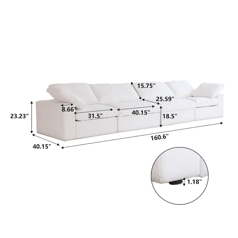 Modern Velvet Sectional Sofa Down Filled Overstuffed Upholstered Couches for Living Room