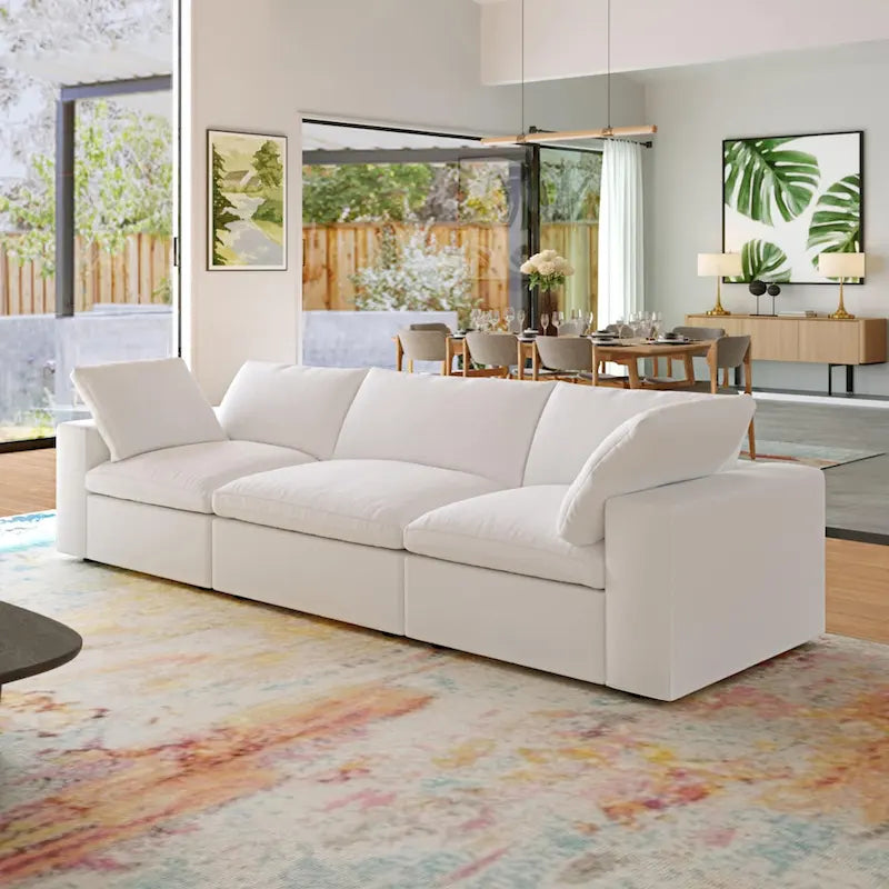 Modern Velvet Sectional Sofa Down Filled Overstuffed Upholstered Couches for Living Room