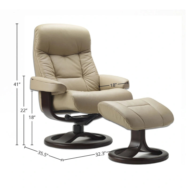 Fjords Muldal Leather Recliner and Ottoman