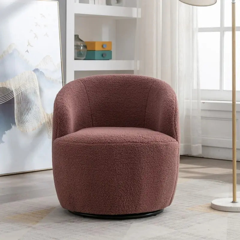 Teddy Fabric Swivel Accent Barrel Chair With Powder Coating Metal Ring