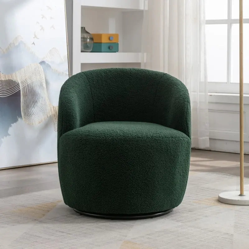 Teddy Fabric Swivel Accent Barrel Chair With Powder Coating Metal Ring