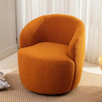 Teddy Fabric Swivel Accent Barrel Chair With Powder Coating Metal Ring