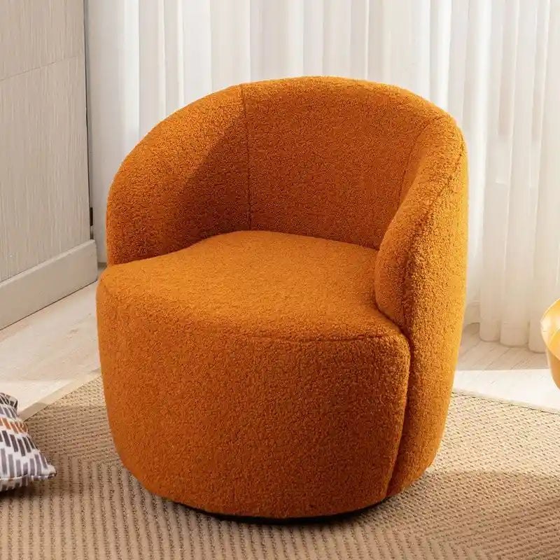 Teddy Fabric Swivel Accent Barrel Chair With Powder Coating Metal Ring