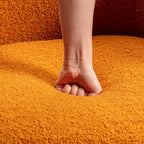 Teddy Fabric Swivel Accent Barrel Chair With Powder Coating Metal Ring