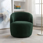 Teddy Fabric Swivel Accent Barrel Chair With Powder Coating Metal Ring