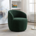 Teddy Fabric Swivel Accent Barrel Chair With Powder Coating Metal Ring