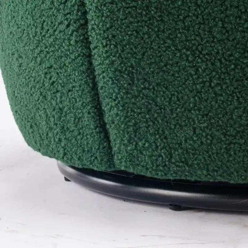 Teddy Fabric Swivel Accent Barrel Chair With Powder Coating Metal Ring