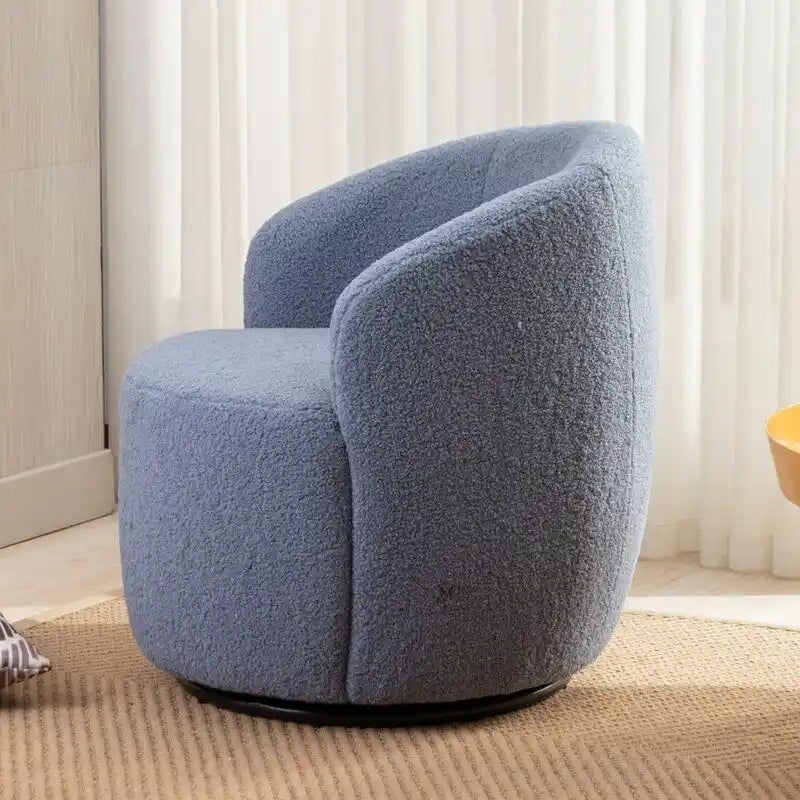 Teddy Fabric Swivel Accent Barrel Chair With Powder Coating Metal Ring
