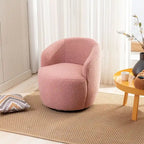 Teddy Fabric Swivel Accent Barrel Chair With Powder Coating Metal Ring