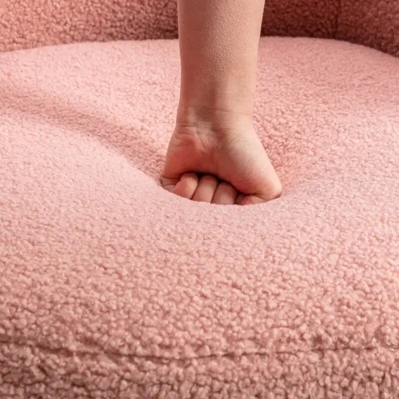 Teddy Fabric Swivel Accent Barrel Chair With Powder Coating Metal Ring