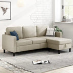 Mixoy Convertible Sectional Sofa with Storage Ottoman, Reversible Chaise