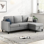 Mixoy Convertible Sectional Sofa with Storage Ottoman, Reversible Chaise