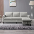 Mixoy Convertible Sectional Sofa with Storage Ottoman, Reversible Chaise