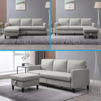 Mixoy Convertible Sectional Sofa with Storage Ottoman, Reversible Chaise