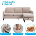 Mixoy Convertible Sectional Sofa with Storage Ottoman, Reversible Chaise