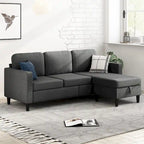 Mixoy Convertible Sectional Sofa with Storage Ottoman, Reversible Chaise