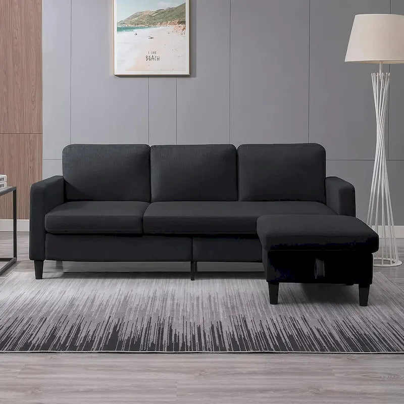 Mixoy Convertible Sectional Sofa with Storage Ottoman, Reversible Chaise