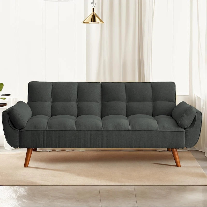 75.39 IN. Futon Sofa Bed, Convertible Upholstered Couch Sleeper with Reclining Sleeper Split Tufted Back