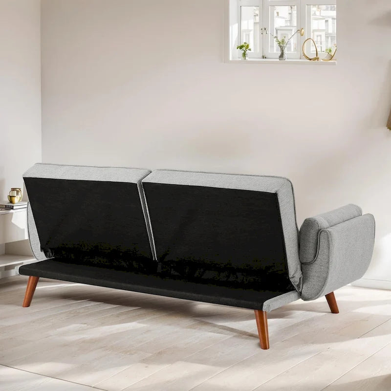 75.39 IN. Futon Sofa Bed, Convertible Upholstered Couch Sleeper with Reclining Sleeper Split Tufted Back