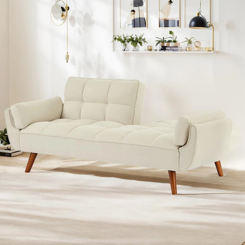 75.39 IN. Futon Sofa Bed, Convertible Upholstered Couch Sleeper with Reclining Sleeper Split Tufted Back