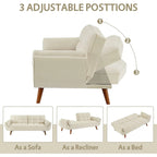 75.39 IN. Futon Sofa Bed, Convertible Upholstered Couch Sleeper with Reclining Sleeper Split Tufted Back