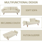 75.39 IN. Futon Sofa Bed, Convertible Upholstered Couch Sleeper with Reclining Sleeper Split Tufted Back