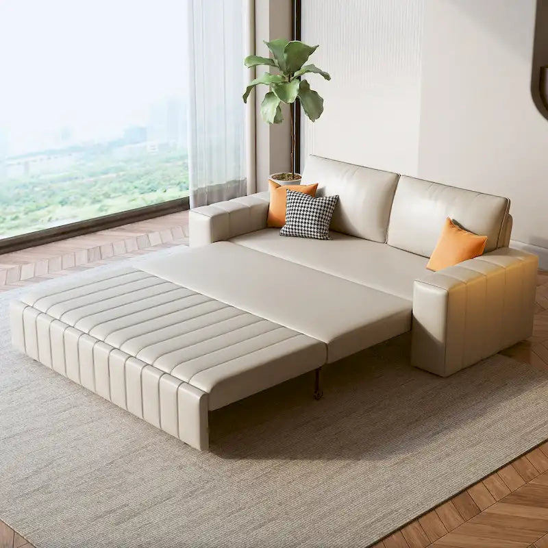 JASIWAY Modern Upholstered Loveseat Sleeper Sofa Bed with Storage