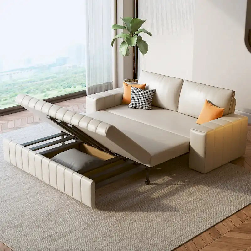 JASIWAY Modern Upholstered Loveseat Sleeper Sofa Bed with Storage