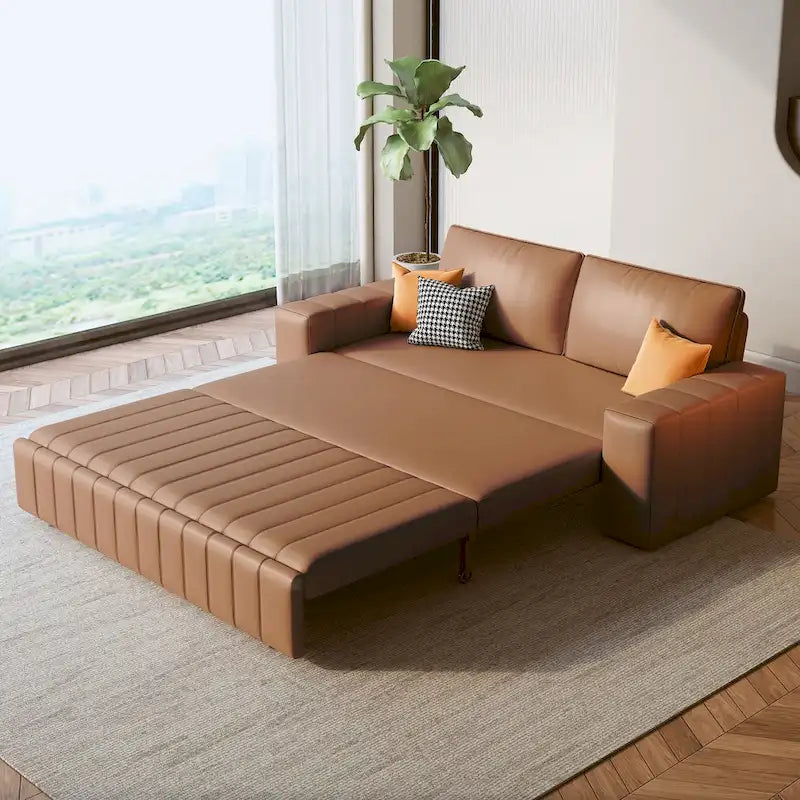 JASIWAY Modern Upholstered Loveseat Sleeper Sofa Bed with Storage