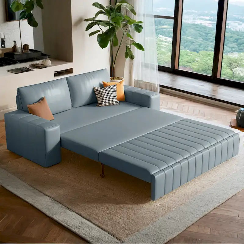 JASIWAY Modern Upholstered Loveseat Sleeper Sofa Bed with Storage
